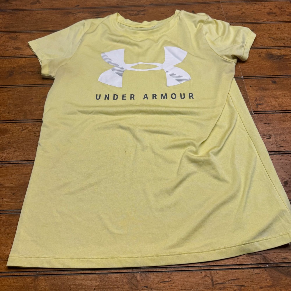 Under Armour‎ HeatGear Loose Fit T Shirt Women's Medium Yellow Athletic